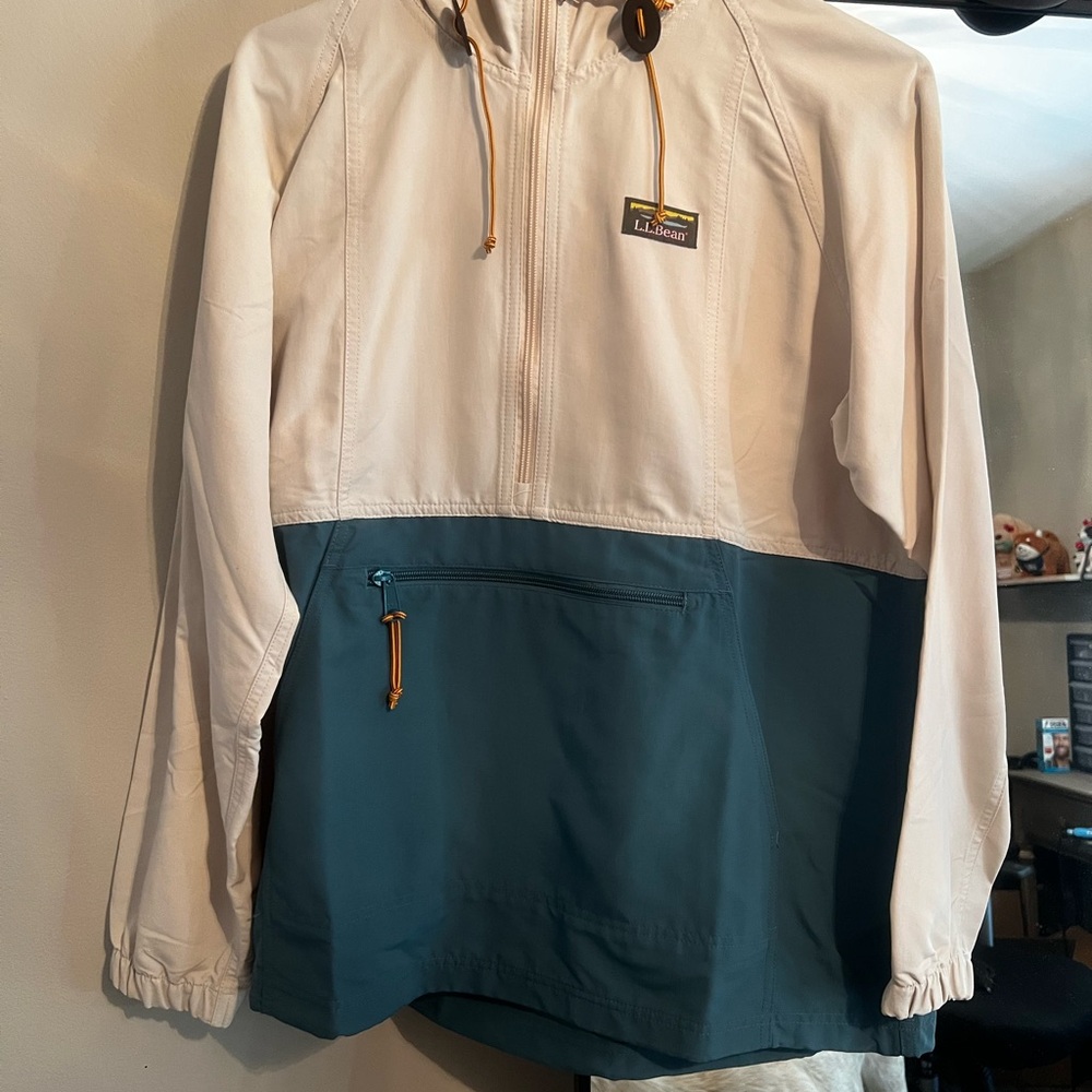 L.L. Bean White Jacket with Yellow Accents